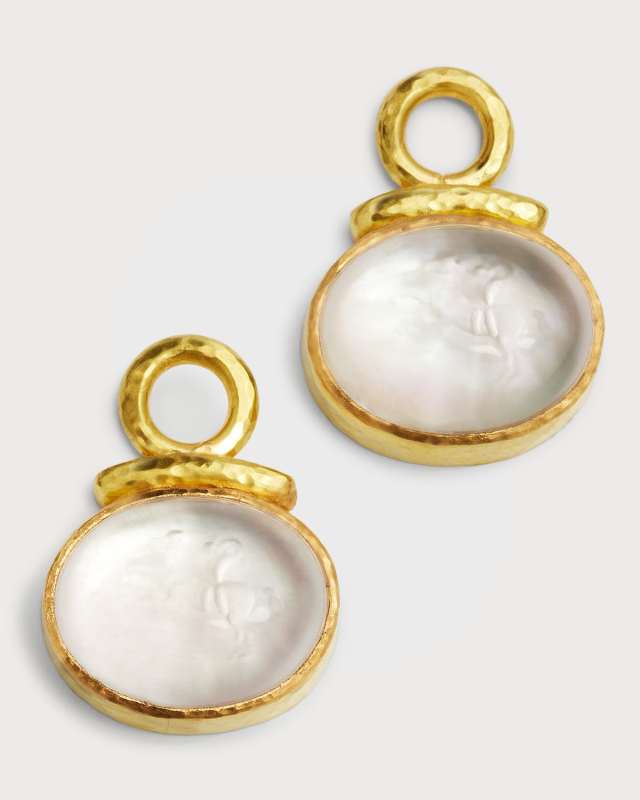Equestrian Venetian Glass Intaglio Earring Pendants